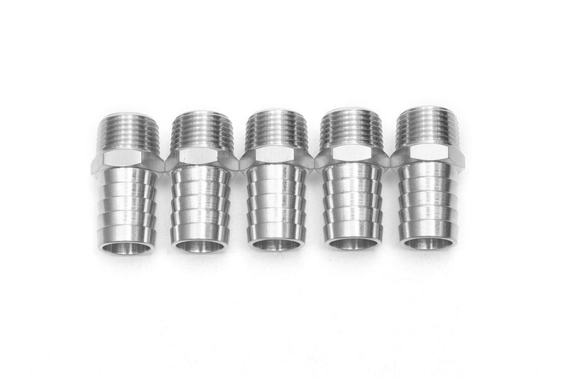 LTWFITTING Bar Production Stainless Steel 316 Barb Fitting Coupler/Connector 3/4" Hose ID x 1/2" Male NPT Air Fuel Water (Pack of 5) - Image 1